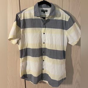 Express Men’s Striped Short Sleeve Button-Up